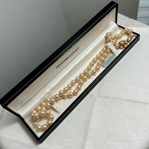 Marvella Faux Pearl Necklace Vintage 24" Gold Tone Floral Clasp
